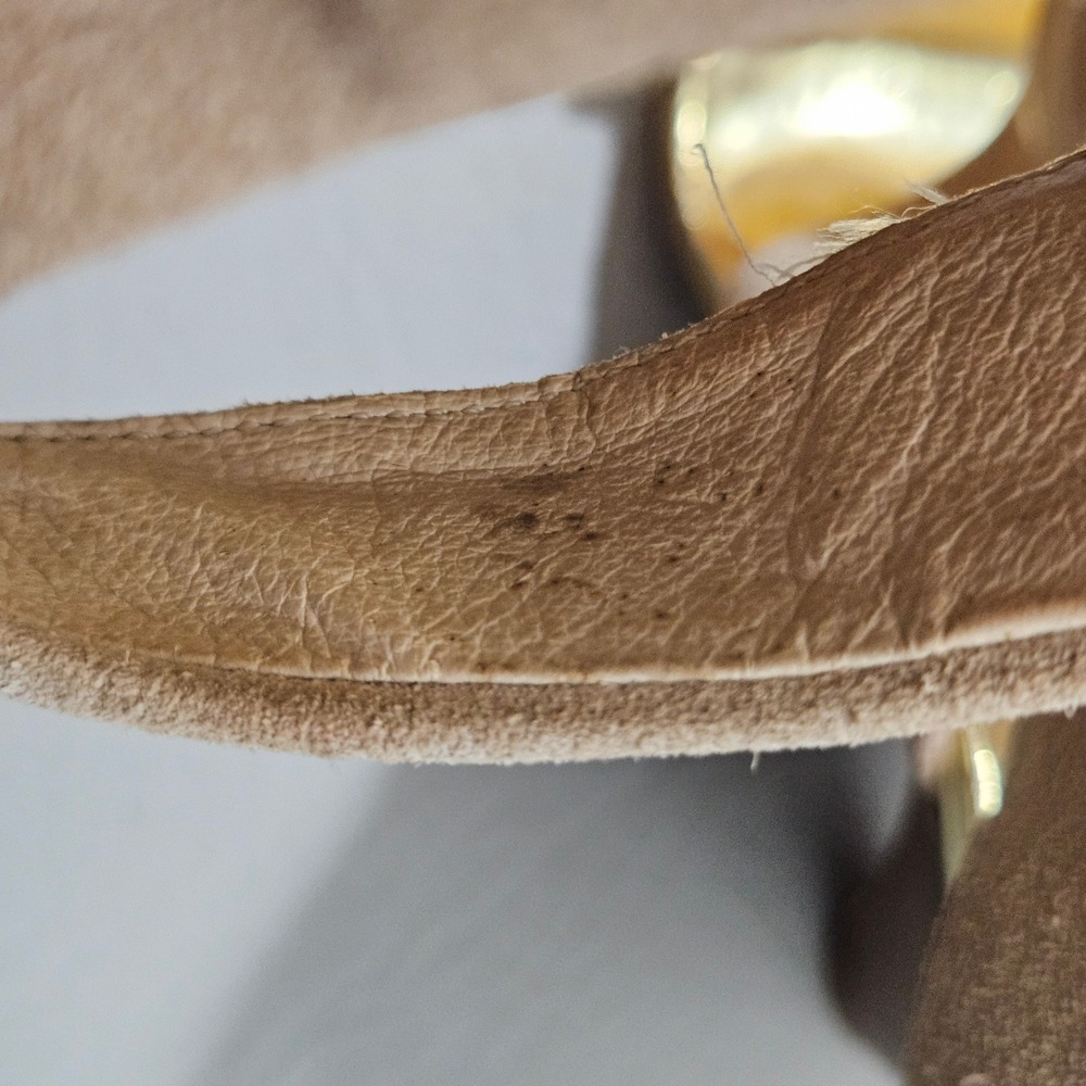 Michael Michael Kors Tan Suede Metallic Gold Cone Heel Sandals 6.5M - Picture 10 of 14